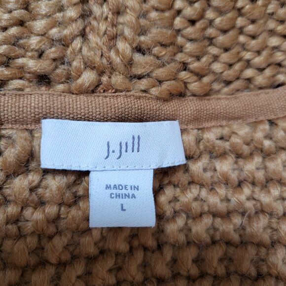 J JILL Dreamer Cardigan Womens L Saffron Wool Blend Open Longline Fringe Hem - Picture 7 of 10